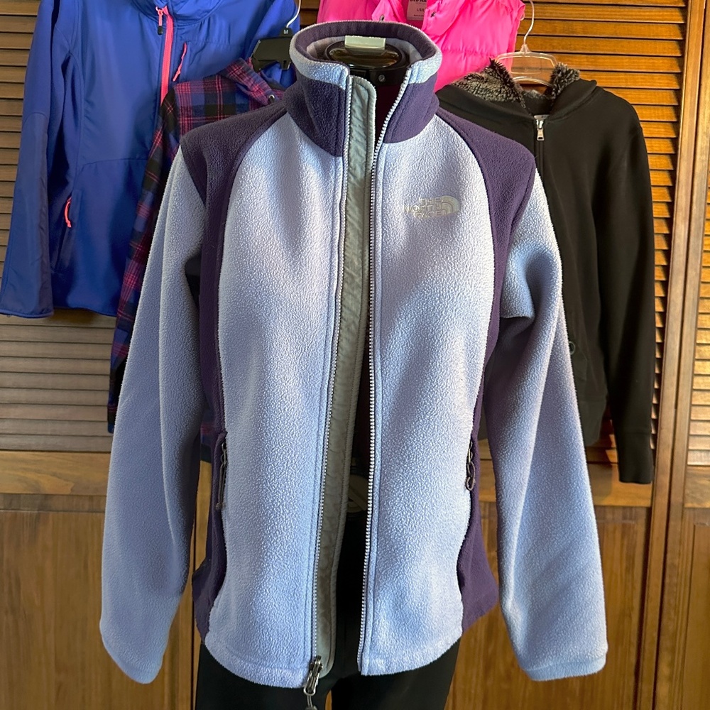 THE NORTH FACE Full Zip 2 Tone Purple Fleece Jacket Pockets Medium - Picture 6 of 12